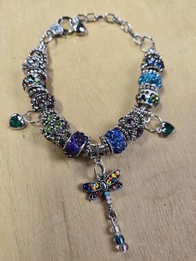 Handmade  Multi Color Dragonfly Beaded Bracelet